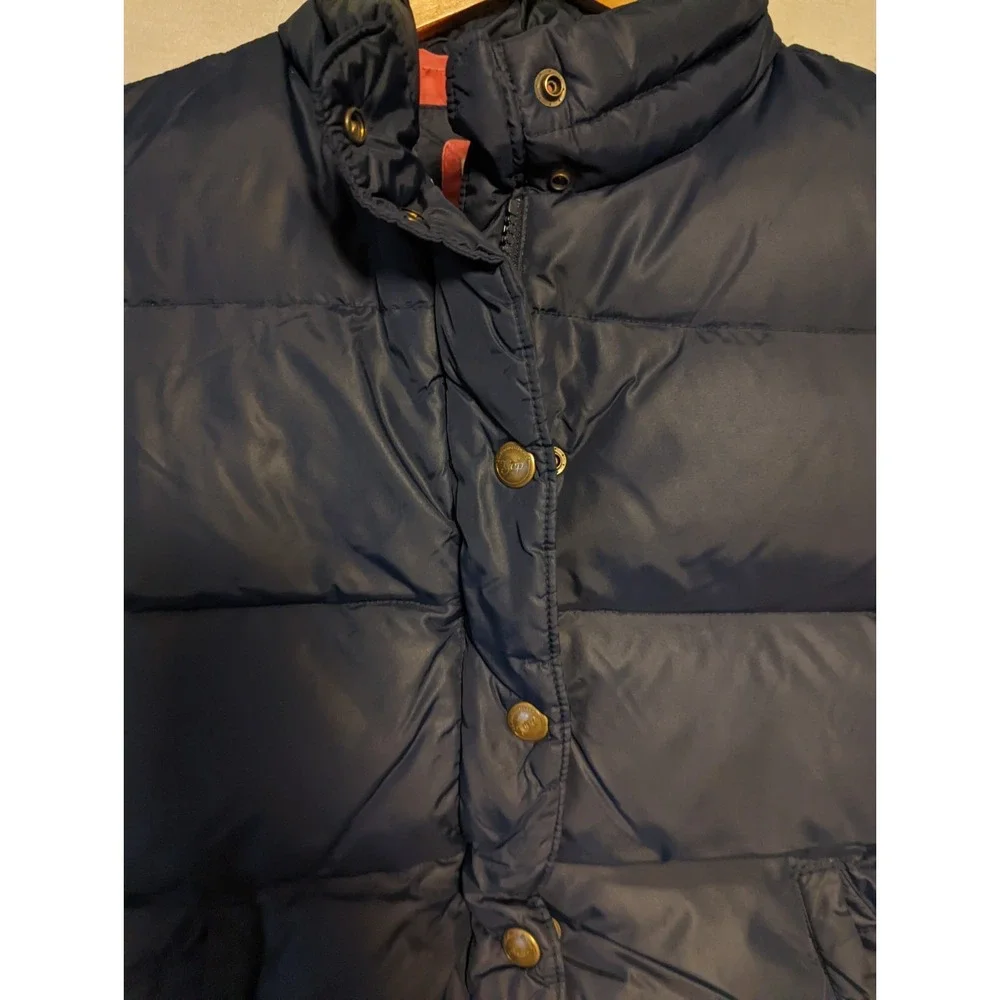 Gap Puffer Vest Youth Girls XXL (14-16) Navy Blue Down Snap Zip Sleeveless Quilt